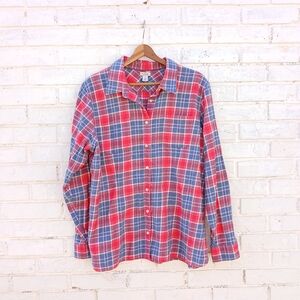 L.L. Bean Flannel Plaid Shirt Size XL Red Blue